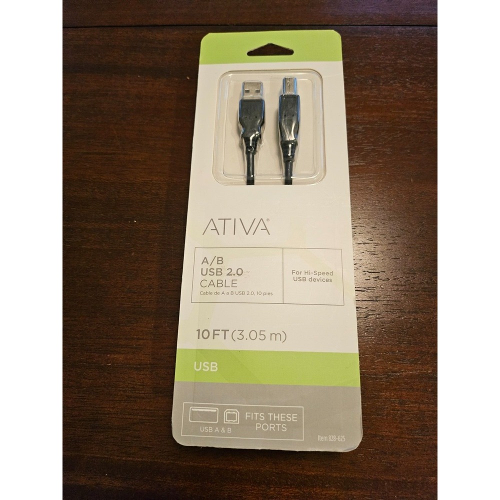 Ativa USB 2.0 A/B‎ Data Cable 16' Black, For Hi-Speed USB Devices, Item 828-645